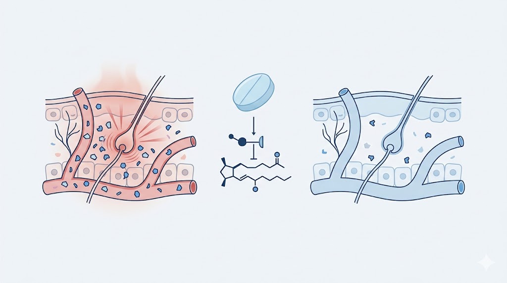 Representación de la función de las prostaglandinas en inflamación dolor y fiebre y su inhibición por ibuprofeno