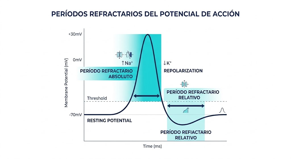 Periodo refractario absoluto y relativo en el potencial de acción