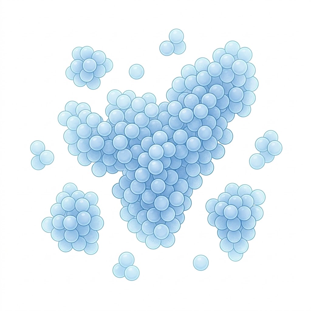 Staphylococcus aureus coco grampositivo agrupado en racimos característico