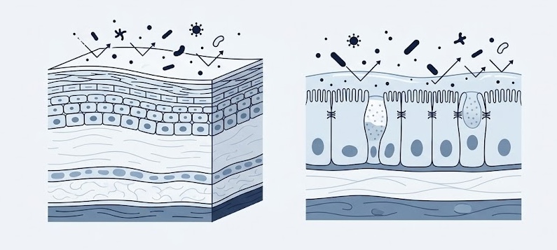 barreras fisicas del sistema inmune innato piel mucosas epitelio primera linea de defensa