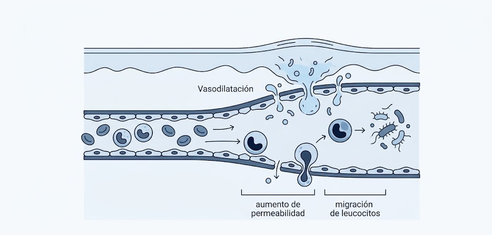 proceso inflamatorio vasodilatacion permeabilidad vascular migracion leucocitos sistema inmune innato